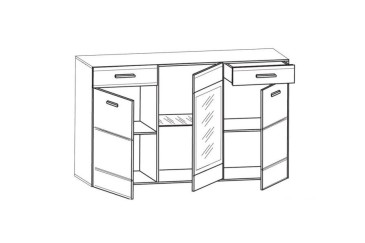 Aparador ALASKA em cor branca 150 cm 3 portas e 2 gavetas