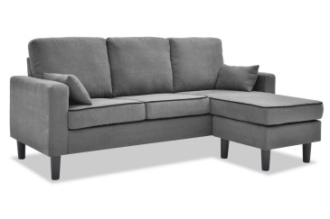 Sofá Chaiselongue Design 3P reversível na cor CINZA ao MELHOR PREÇO