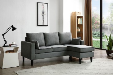 Sofá Chaiselongue de Diseño 3P reversible en color GRIS al MEJOR PRECIO