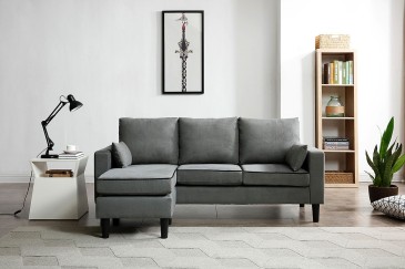 Sofá Chaiselongue Design 3P reversível na cor CINZA ao MELHOR PREÇO