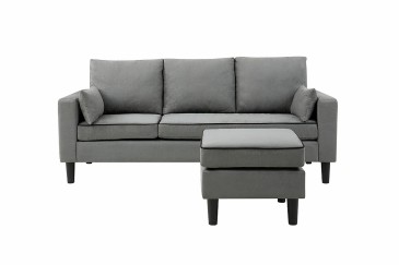 Sofá Chaiselongue Design 3P reversível na cor CINZA ao MELHOR PREÇO