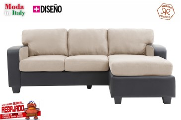 Sofá Chaiselongue Design 3P reversível na cor BEIGE ao MELHOR PREÇO
