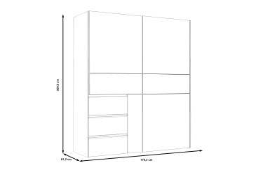 Armario 2 puertas correderas 170 cm y cajonera vista en color Blanco