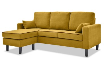 3P Design Sofá Chaiselongue reversível em cor MOSTARDA ao MELHOR PREÇO