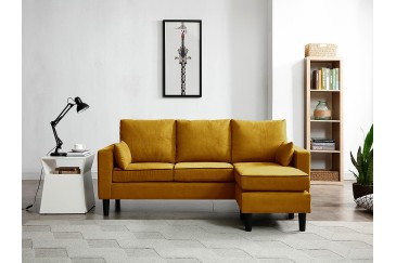 3P Design Sofá Chaiselongue reversível em cor MOSTARDA ao MELHOR PREÇO