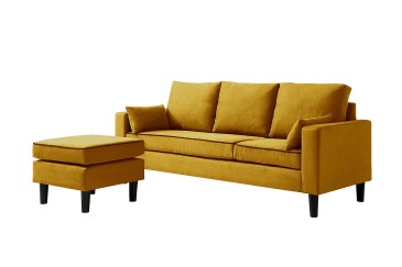 3P Design Sofá Chaiselongue reversível em cor MOSTARDA ao MELHOR PREÇO