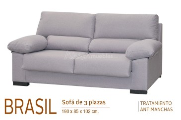 Sofá de 3 lugares BRASIL cinzento ao MELHOR PREÇO