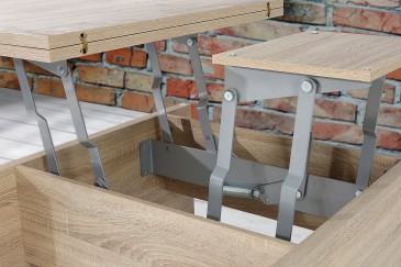 Mesa de centro convertível em mesa de sala de estar 80x80 / 160x80 cm.