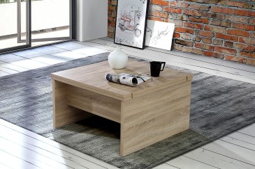 Mesa de centro convertível em mesa de sala de estar 80x80 / 160x80 cm.