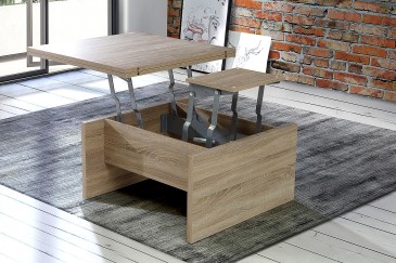 Mesa de centro convertível em mesa de sala de estar 80x80 / 160x80 cm.