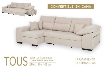 Sofá chaiselonge Cama TOUS Beige al MEJOR PRECIO
