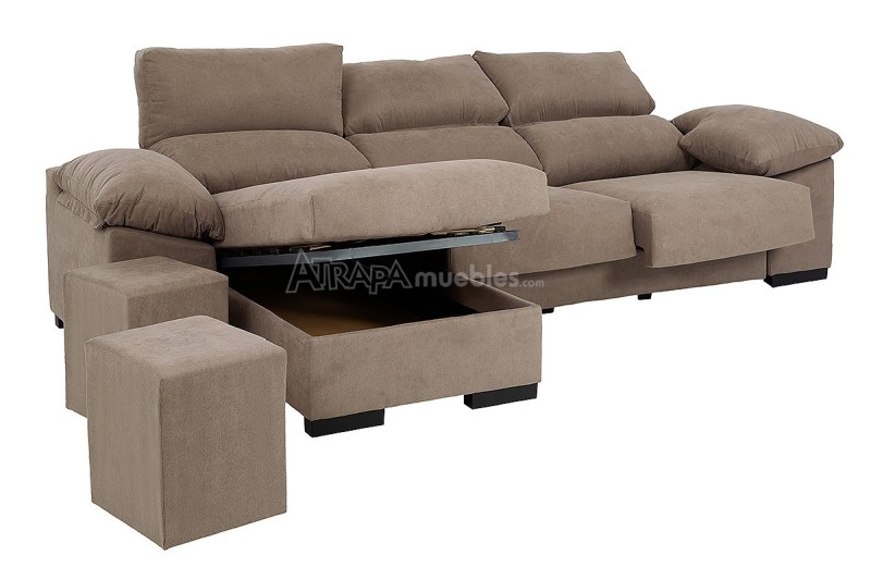 Sofá Chaiselongue Reversible VELA Marrón (Con ARCÓN)