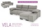 Sofá Chaiselongue Reversible VELA Gris Medio