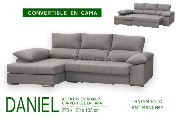 Sofá chaiselonge Cama DANIEL Gris al MEJOR PRECIO