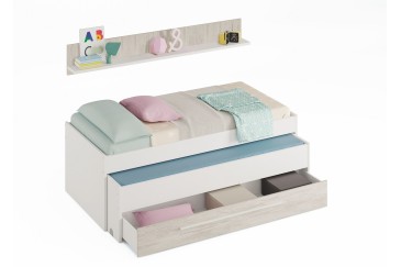 Cama de casal júnior com prateleira ELLIOT