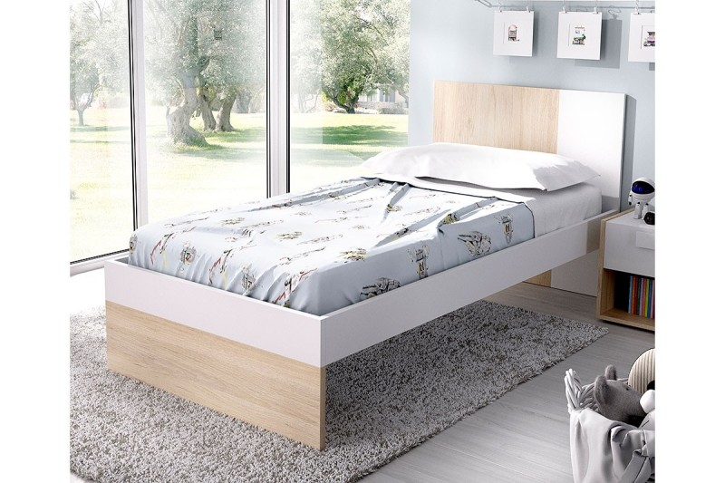 Elegante cama individual de diseño 90x190 con arrastre bajo cama