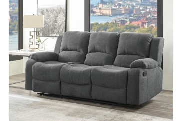 Sofá Relax 3P BISHOP estofado em cinzento ao MELHOR PREÇO