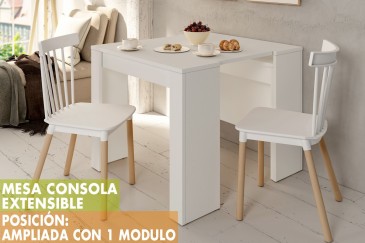 Mesa Consola comedor extensible. 4 en 1 De cónsola a mesa extensible de 238 cm en un solo mueble