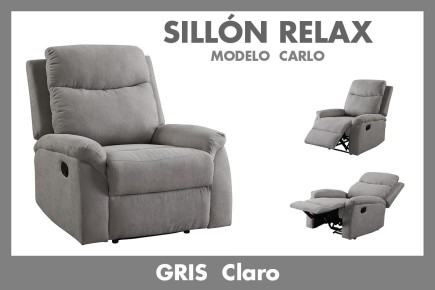 Sillón Relax CARLO  tapizado en color gris al MEJOR PRECIO