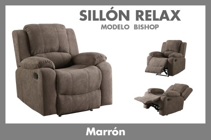 Sillón Relax BISHOP  tapizado en color marrón al MEJOR PRECIO