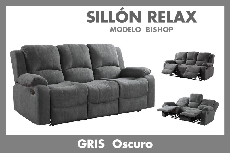 SOFA RELAX TESSA 3 PLAZAS CON 2 RELAX DE PALANCA Y RESPALDO CENTRAL  ABATIBLE T/NIDO 1