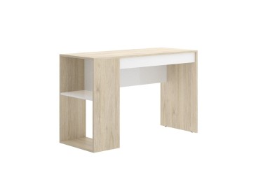 Mesa com gaveta numa elegante combinação de cores Branco e Carvalho