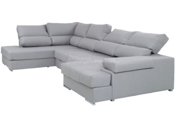 Sofá chaiselonge Sofá de canto convertível em cama ITALIA Cinzento ao MELHOR PREÇO