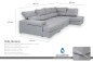 Sofá Chaiselongue Rinconera Derecha ITALIA Gris (Convertible en Cama)