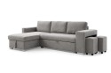 Sofá Chaiselongue Cama MOSCU Cinza REVERSÍVEL