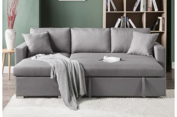 Sofá Chaiselongue Cama LISBOA Gris REVERSIBLE