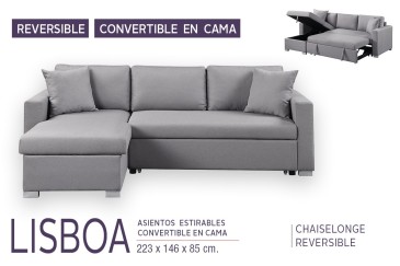 Sofá chaiselonge Cama Gris al MEJOR PRECIO