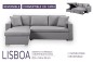 Sofá Chaiselongue Cama LISBOA Gris REVERSIBLE