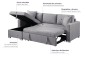 Sofá Chaiselongue Cama LISBOA Gris REVERSIBLE