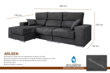 Sofá Chaiselongue Design 3P reversível em cor CINZA claro ao MELHOR PREÇO