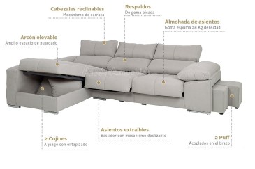 Chaiselongue Izquierda COPI Gris