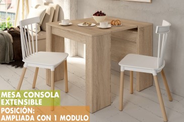 Mesa Consola comedor extensible. 4 en 1 De cónsola a mesa extensible de 238 cm en un solo mueble