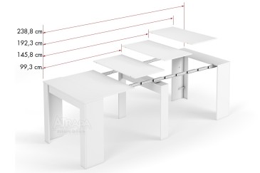 Mesa Consola comedor extensible. 4 en 1 De cónsola a mesa extensible de 238 cm en un solo mueble