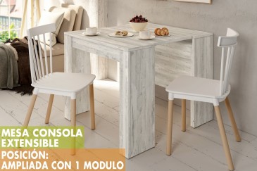 Mesa Consola comedor extensible. 4 en 1 De cónsola a mesa extensible de 238 cm en un solo mueble