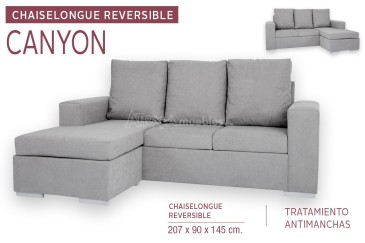 Sofá Chaiselongue de Diseño 3P reversible en color GRIS claro al MEJOR PRECIO