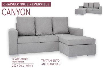 Sofá Chaiselongue Design 3P reversível em cor CINZA claro ao MELHOR PREÇO