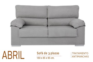 Sofá 3 plazas ABRIL Gris al MEJOR PRECIO