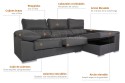 Chaiselongue Derecha SILVER Gris