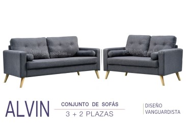 Conjunto de Sofás 3+2 plazas ALVIN color Gris al MEJOR PRECIO