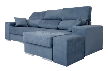 Sofá de design 3P Chaiselongue 3P reversível na cor AZUL ao MELHOR PREÇO