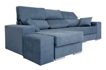 Sofá Chaiselongue de Diseño 3P reversible en color AZUL  al MEJOR PRECIO