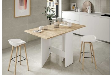 Mesa de apoio com abas articuladas 31/140 x 77 cm em carvalho e branco barato