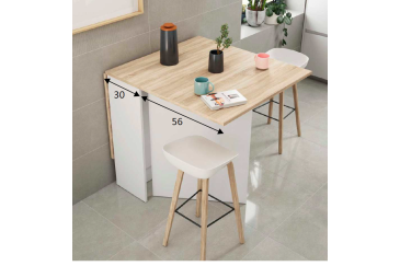 Mesa de apoio com abas articuladas 31/140 x 77 cm em carvalho e branco barato