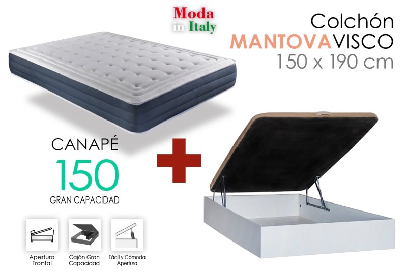 PACK Canapé RECKTO + Colchón MANTOVA VISCO 150