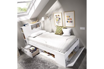 Cama juvenil compacta LANKA 90X190 Blanca