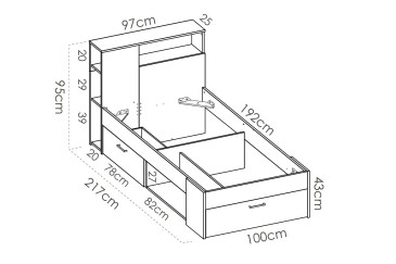 Cama juvenil compacta LANKA 90X190 Blanca